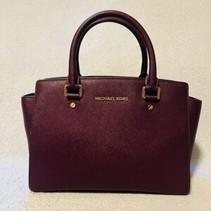 Michael Kors Selma Medium Saffiano Leather Satchel.